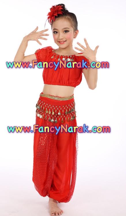ชุดระบำหน้าท้อง Belly Dance สีแดง