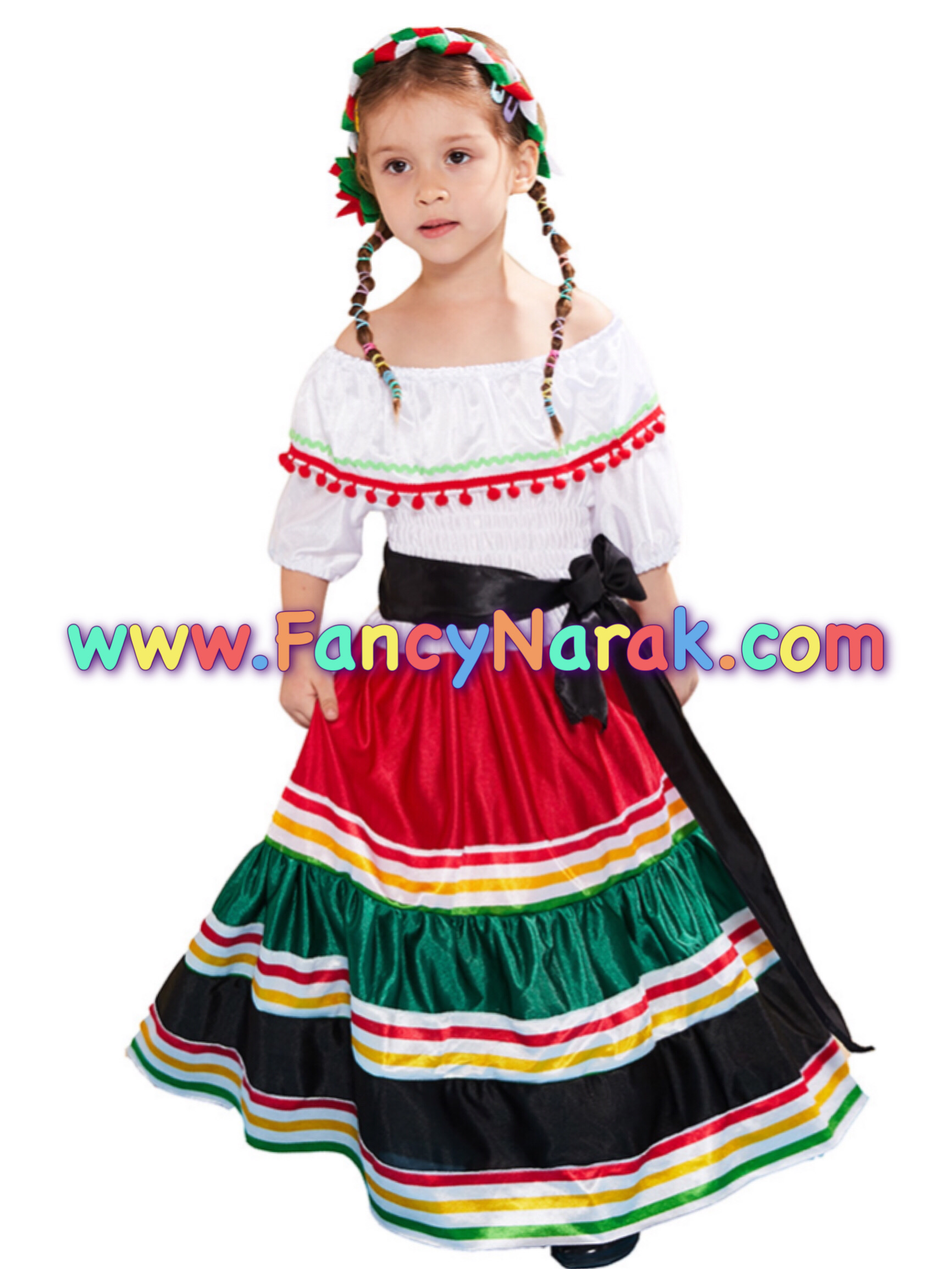 ชุดเม็กซิกัน Mexican ชุดเม็กซิโก พร้อมที่คาดศีรษะ